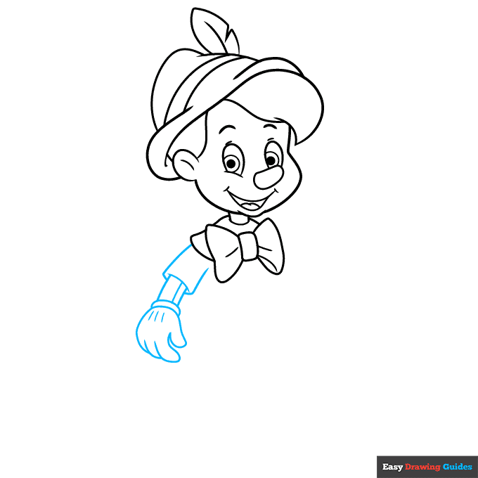 Pinocchio step-by-step drawing tutorial: step 5