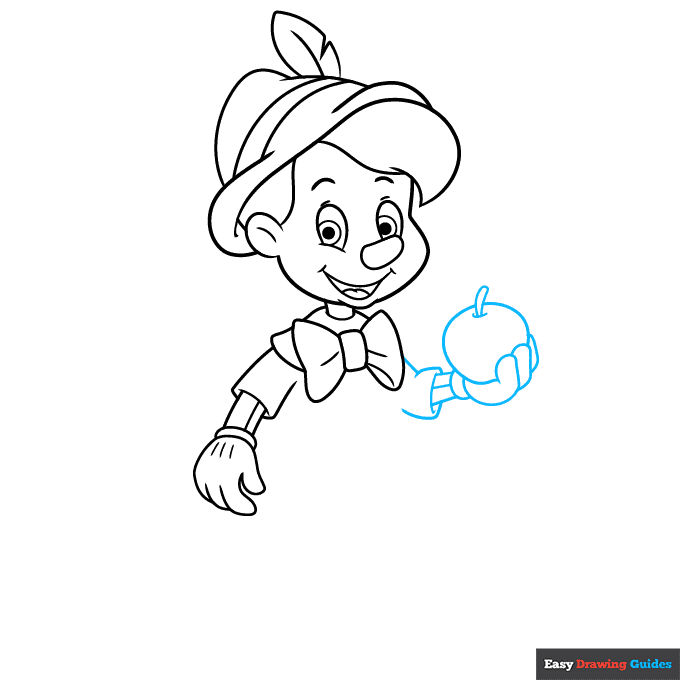 Pinocchio step-by-step drawing tutorial: step 6