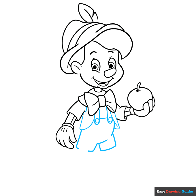 Pinocchio step-by-step drawing tutorial: step 7
