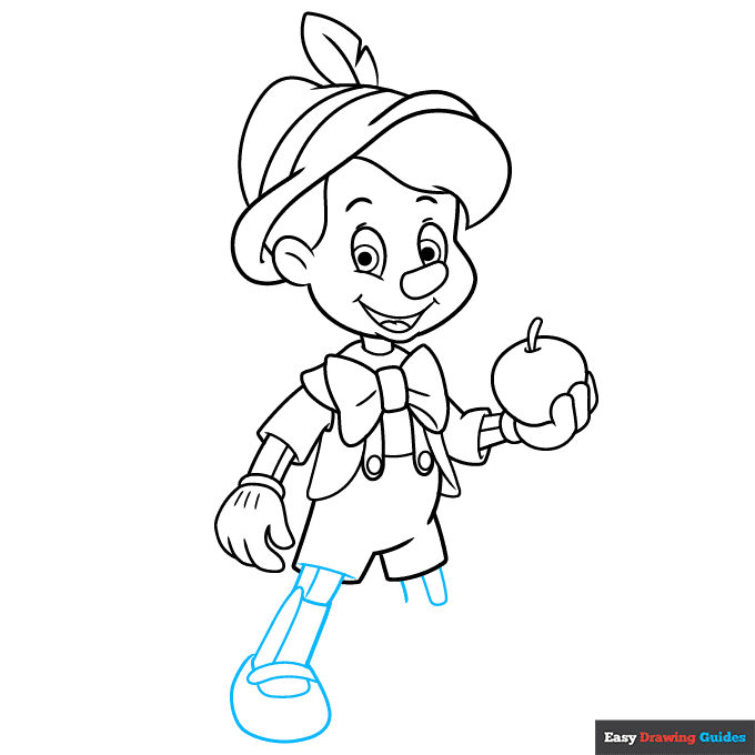 Pinocchio step-by-step drawing tutorial: step 8