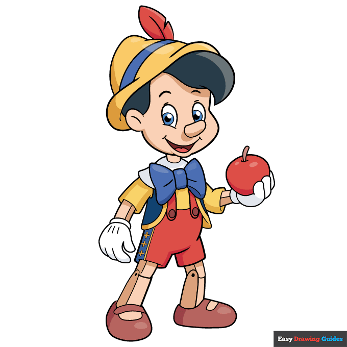 Pinocchio step-by-step drawing tutorial: step 11