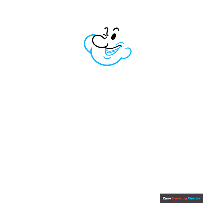 Popeye step-by-step drawing tutorial: step 2