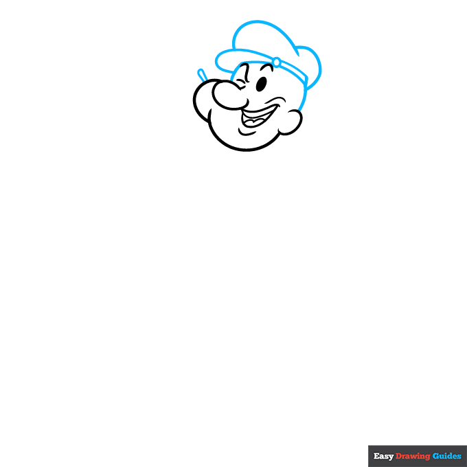 Popeye step-by-step drawing tutorial: step 3
