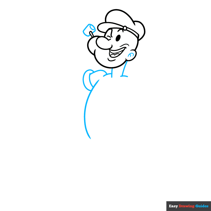 Popeye step-by-step drawing tutorial: step 4