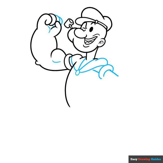 Popeye step-by-step drawing tutorial: step 6