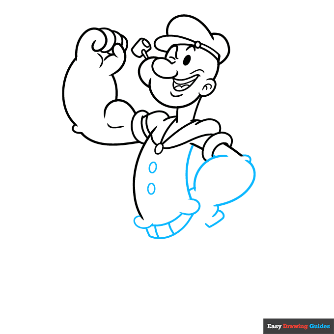 Popeye step-by-step drawing tutorial: step 7