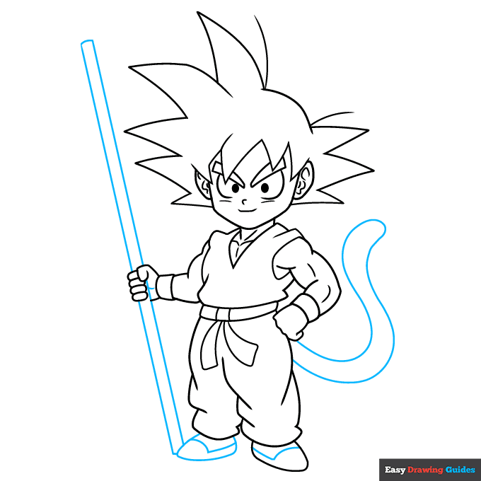 Son goku step-by-step drawing tutorial: step 8