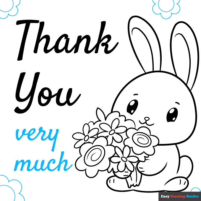 Thank You Greeting Card step-by-step drawing tutorial: step 8