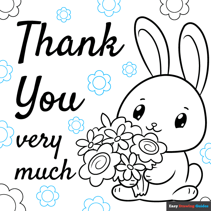 Thank You Greeting Card step-by-step drawing tutorial: step 9