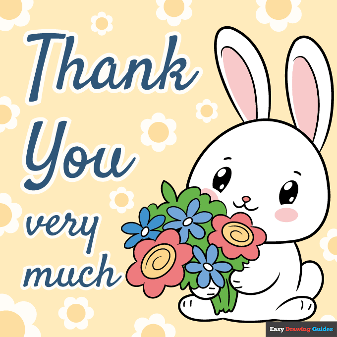 Thank You Greeting Card step-by-step drawing tutorial: step 11