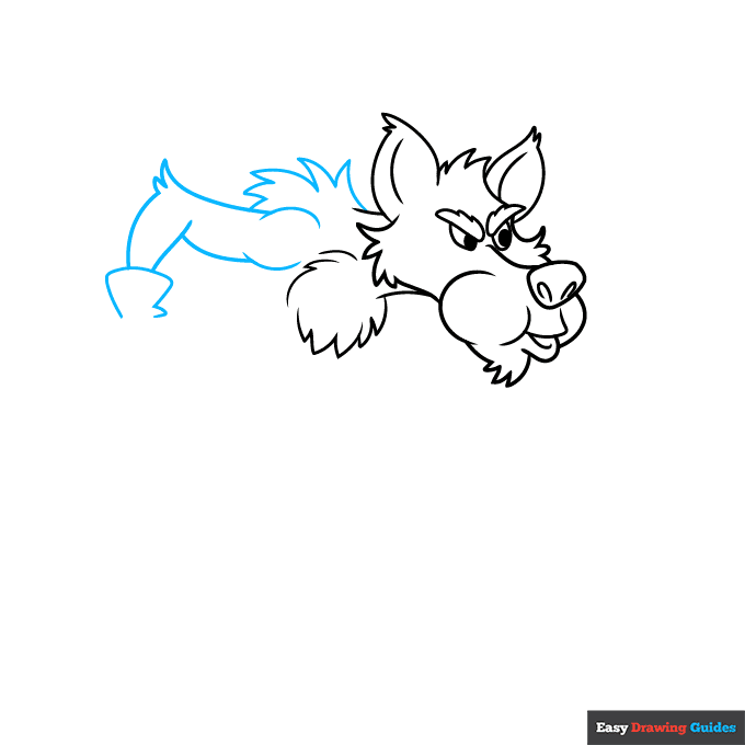 Big Bad Wolf step-by-step drawing tutorial: step 4