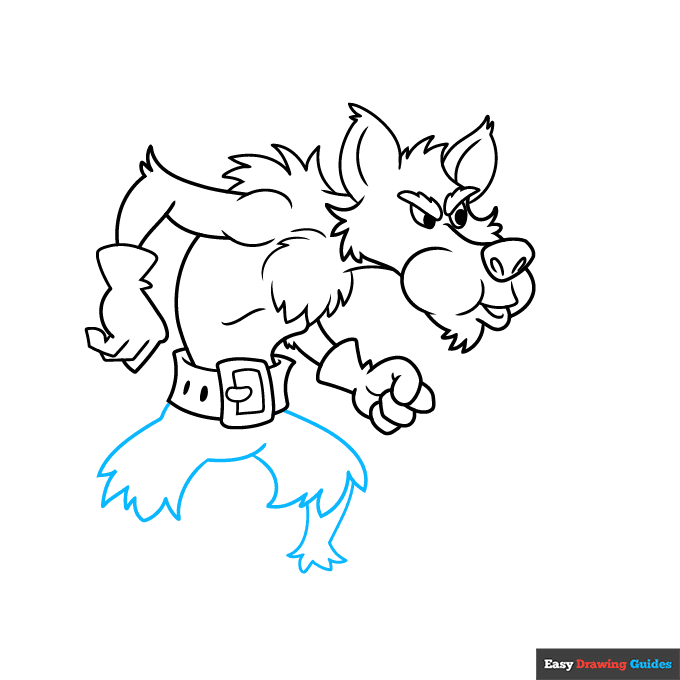 Big Bad Wolf step-by-step drawing tutorial: step 7