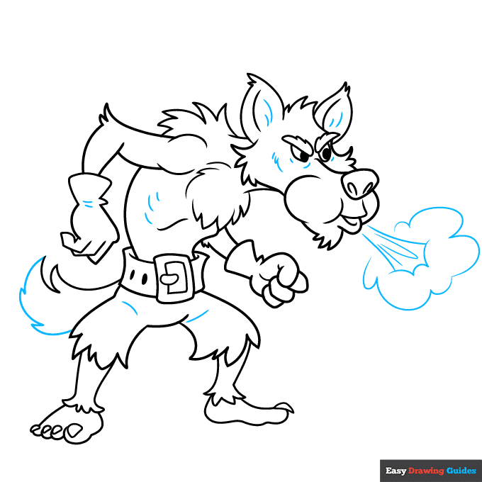 Big Bad Wolf step-by-step drawing tutorial: step 9