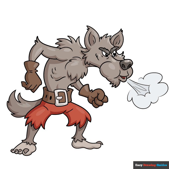 Big Bad Wolf step-by-step drawing tutorial: step 11