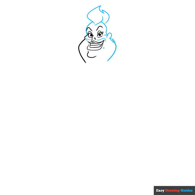 Ursula from the Little Mermaid step-by-step drawing tutorial: step 3