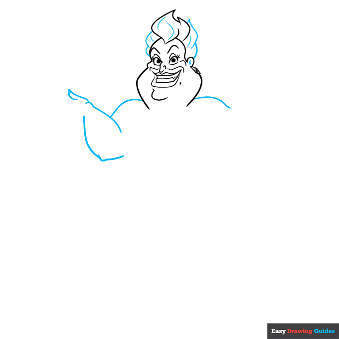 Ursula from the Little Mermaid step-by-step drawing tutorial: step 4