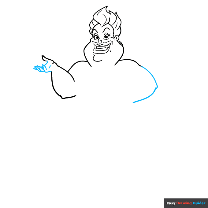Ursula from the Little Mermaid step-by-step drawing tutorial: step 5