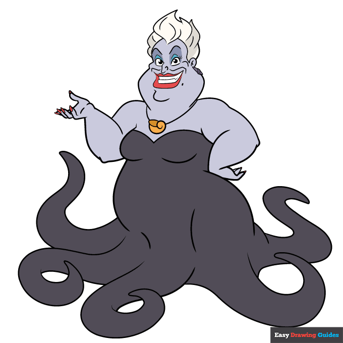 Ursula from the Little Mermaid step-by-step drawing tutorial: step 11