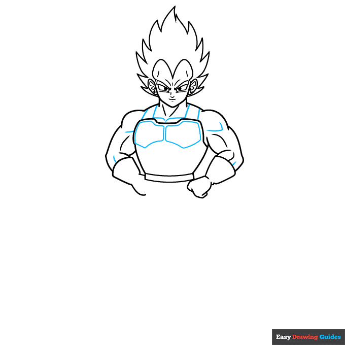 Vegeta Full Body step-by-step drawing tutorial: step 6