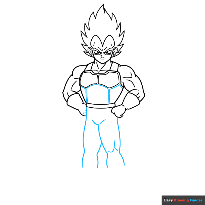 Vegeta Full Body step-by-step drawing tutorial: step 7