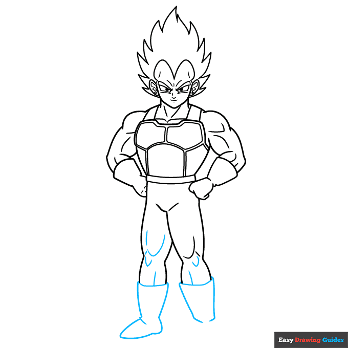 Vegeta Full Body step-by-step drawing tutorial: step 8