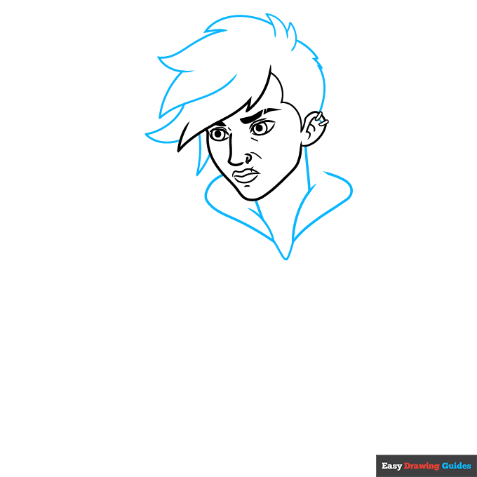 Vi from Arcane step-by-step drawing tutorial: step 3