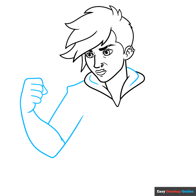 Vi from Arcane step-by-step drawing tutorial: step 4