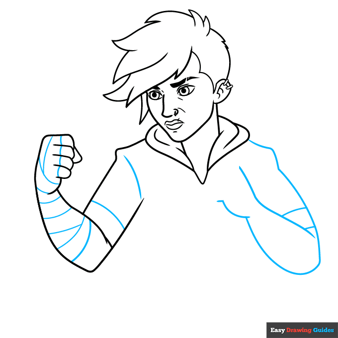 Vi from Arcane step-by-step drawing tutorial: step 5