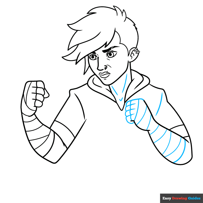 Vi from Arcane step-by-step drawing tutorial: step 6