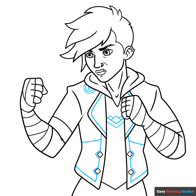 Vi from Arcane step-by-step drawing tutorial: step 8