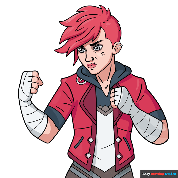 Vi from Arcane step-by-step drawing tutorial: step