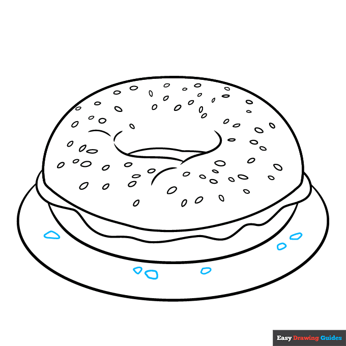 Bagel step-by-step drawing tutorial: step 9