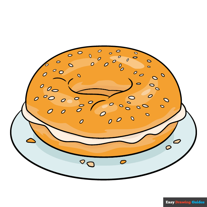 Bagel step-by-step drawing tutorial: step 11