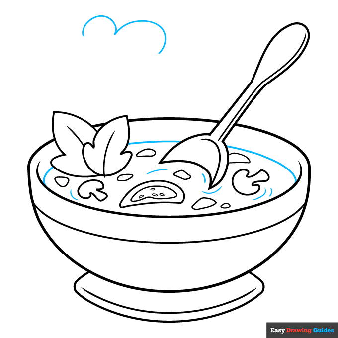 Bowl of Soup step-by-step drawing tutorial: step 8