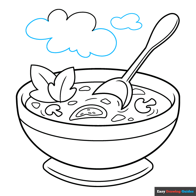Bowl of Soup step-by-step drawing tutorial: step 9