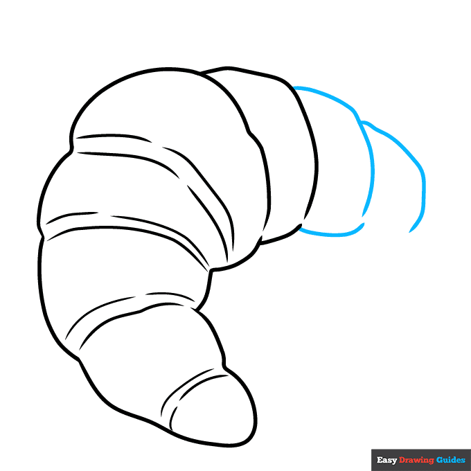 Croissant step-by-step drawing tutorial: step 7