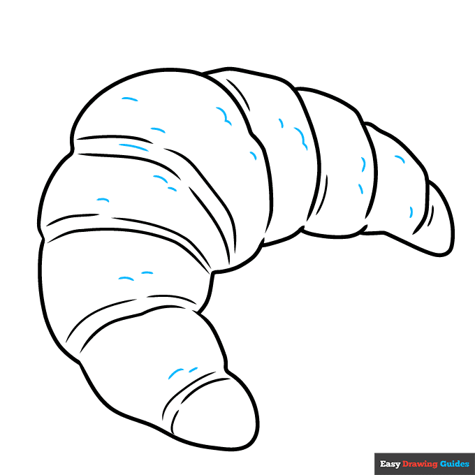 Croissant step-by-step drawing tutorial: step 9