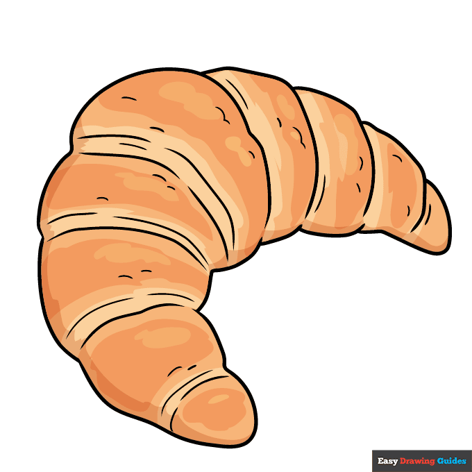 Croissant step-by-step drawing tutorial: step 11