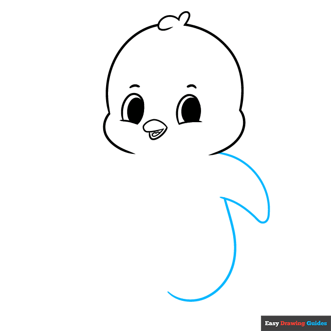 Cute Cartoon Penguin step-by-step drawing tutorial: step 5