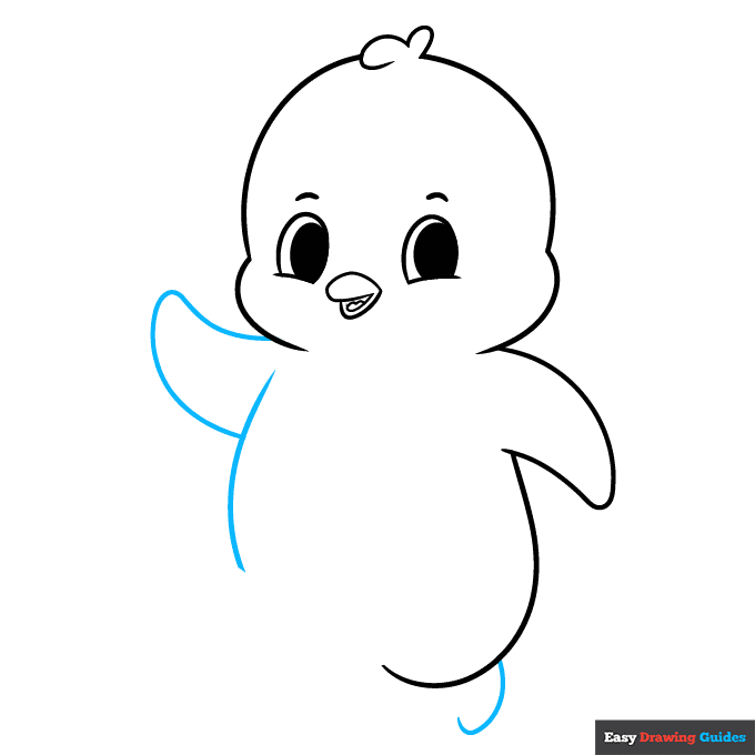Cute Cartoon Penguin step-by-step drawing tutorial: step 6
