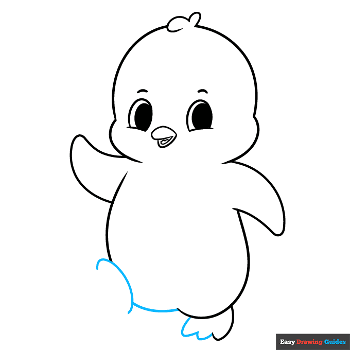 Cute Cartoon Penguin step-by-step drawing tutorial: step 7