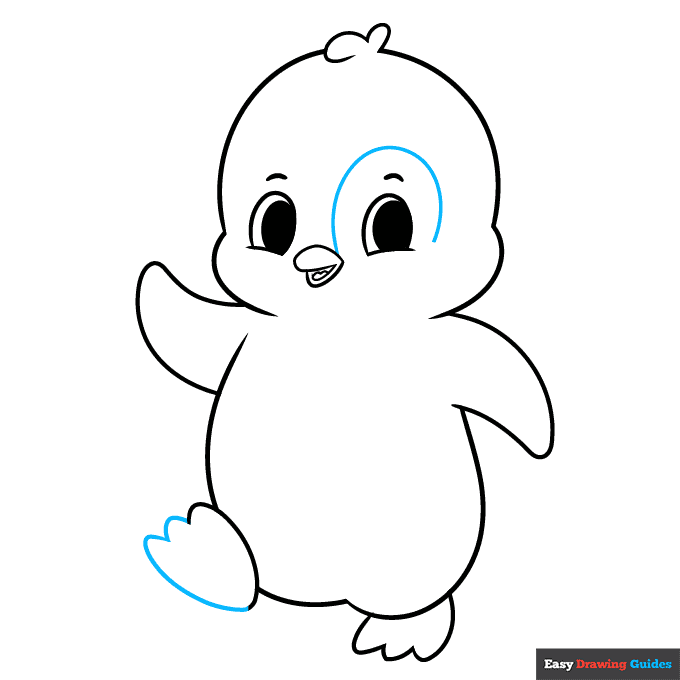 Cute Cartoon Penguin step-by-step drawing tutorial: step 8