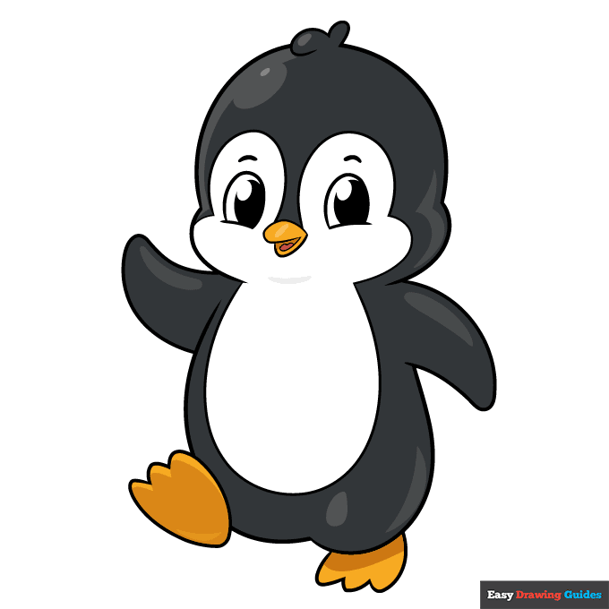 Cute Cartoon Penguin step-by-step drawing tutorial: step 11