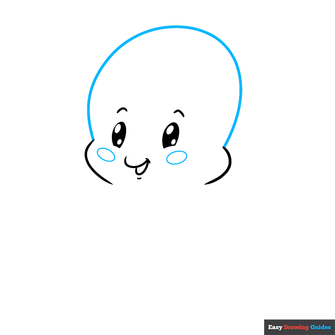 Cute Ghost step-by-step drawing tutorial: step 4