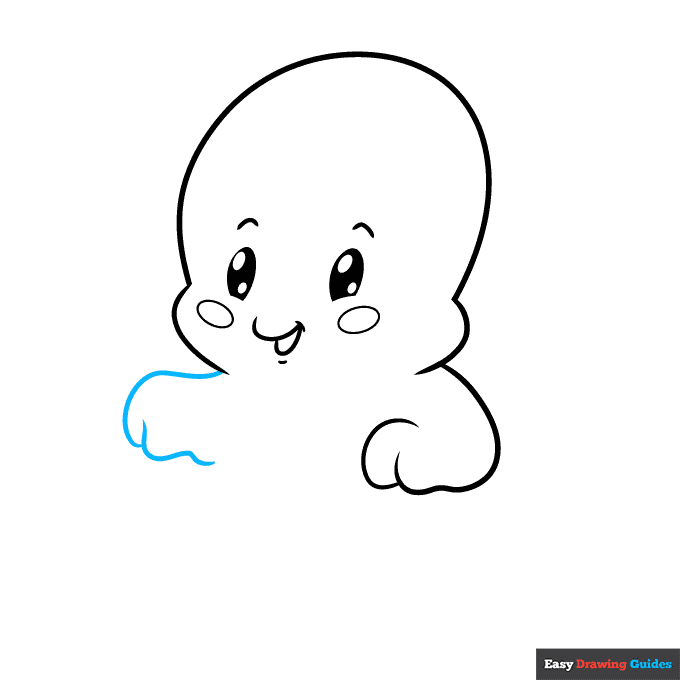 Cute Ghost step-by-step drawing tutorial: step 6