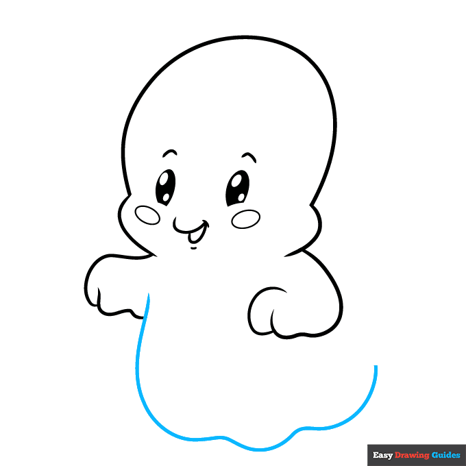 Cute Ghost step-by-step drawing tutorial: step 7