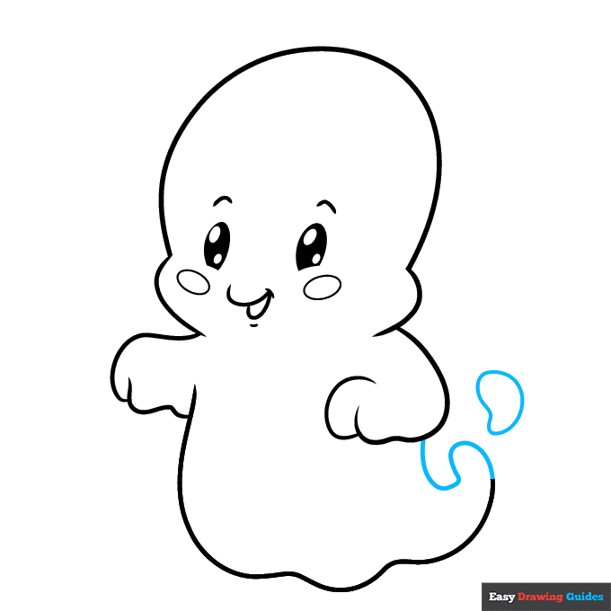 Cute Ghost step-by-step drawing tutorial: step 8