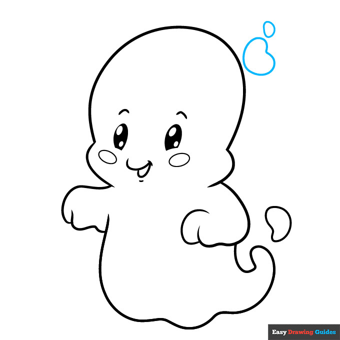 Cute Ghost step-by-step drawing tutorial: step 9