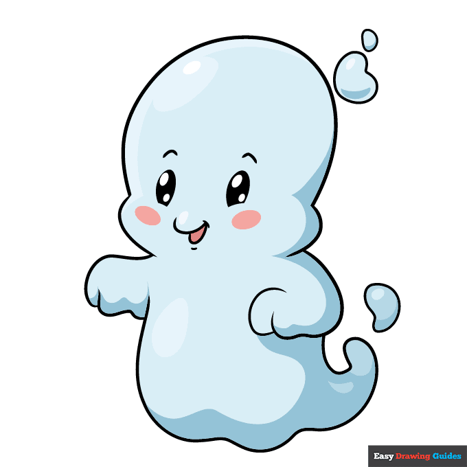 Cute Ghost step-by-step drawing tutorial: step 11