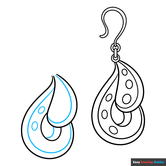 Earrings step-by-step drawing tutorial: step 7